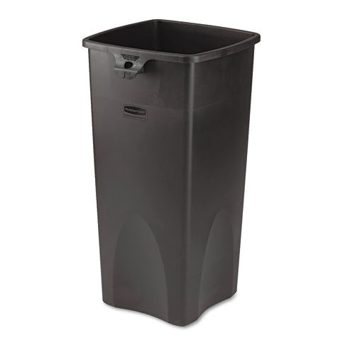 Untouchable Square Waste Receptacle, 35 Gal, Plastic, Gray