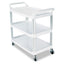 Xtra Utility Cart With Open Sides, Plastic, 3 Shelves, 300 Lb Capacity, 40.63" X 20" X 37.81", Off-white
