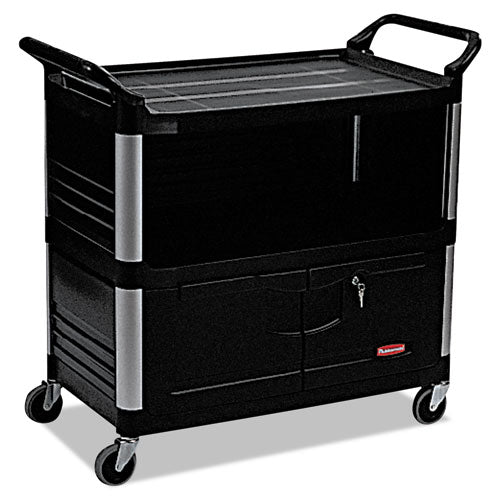 Xtra Equipment Cart, Plastic, 3 Shelves, 300 Lb Capacity, 20.75" X 40.63" X 37.8", Black