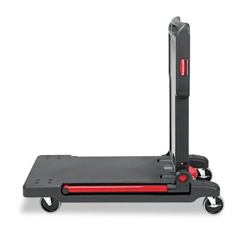 Convertible Utility Cart, Plastic, 2 Shelves, 400 Lb Capacity, 23.88" X 45.13" X 34.38", Black