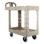 Heavy-duty Utility Cart With Lipped Shelves, Plastic, 2 Shelves, 500 Lb Capacity, 17.13" X 38.5" X 38.88", Beige