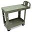 Flat Shelf Utility Cart, Plastic, 2 Shelves, 500 Lb Capacity, 19.19" X 37.88" X 33.33", Black