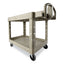 Heavy-duty Utility Cart With Lipped Shelves, Plastic, 2 Shelves, 500 Lb Capacity, 25.9" X 45.2" X 32.2", Beige