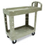 Heavy-duty Utility Cart With Lipped Shelves, Plastic, 2 Shelves, 500 Lb Capacity, 25.9" X 45.2" X 32.2", Beige