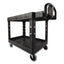 Heavy-duty Utility Cart With Lipped Shelves, Plastic, 2 Shelves, 750 Lb Capacity, 26" X 55" X 33.25", Black