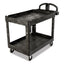 Heavy-duty Utility Cart With Lipped Shelves, Plastic, 2 Shelves, 750 Lb Capacity, 26" X 55" X 33.25", Black