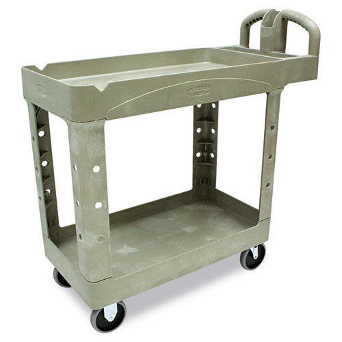 Heavy-duty Utility Cart With Lipped Shelves, Plastic, 2 Shelves, 750 Lb Capacity, 26" X 55" X 33.25", Black