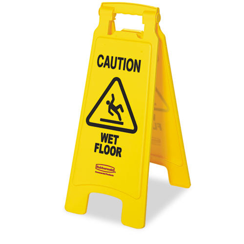 Caution Wet Floor Sign, 11 X 12 X 25, Bright Yellow, 6/carton