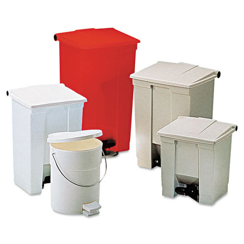 Indoor Utility Step-on Waste Container, 12 Gal, Plastic, Red