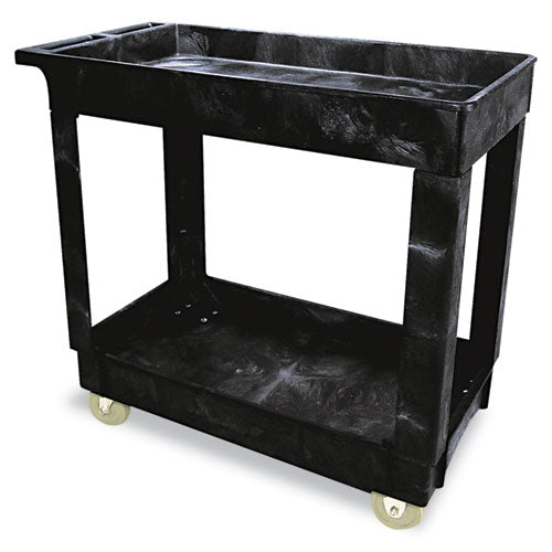 Service/utility Carts, Plastic, 2 Shelves, 500 Lb Capacity, 24" X 40" X 31.25", Black