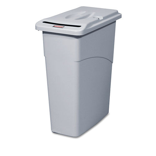 Slim Jim Confidential Document Waste Receptacle With Lid, 23 Gal, Light Gray