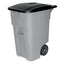 Square Brute Rollout Container, 50 Gal, Molded Plastic, Blue
