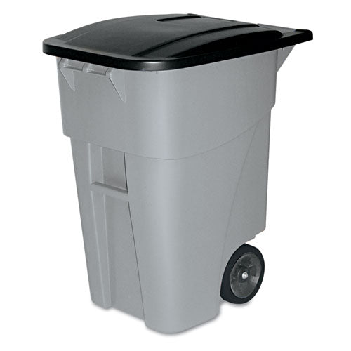 Square Brute Rollout Container, 50 Gal, Molded Plastic, Blue