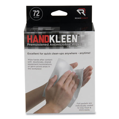 Handkleen Premoistened Antibacterial Wipes, 7 X 5, Foil Packet, 72/box