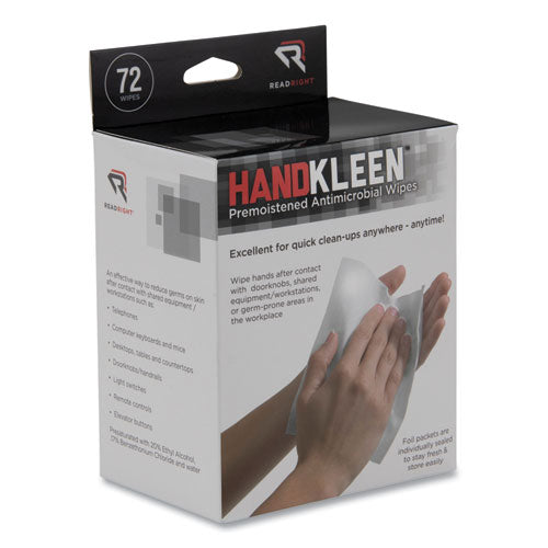 Handkleen Premoistened Antibacterial Wipes, 7 X 5, Foil Packet, 72/box