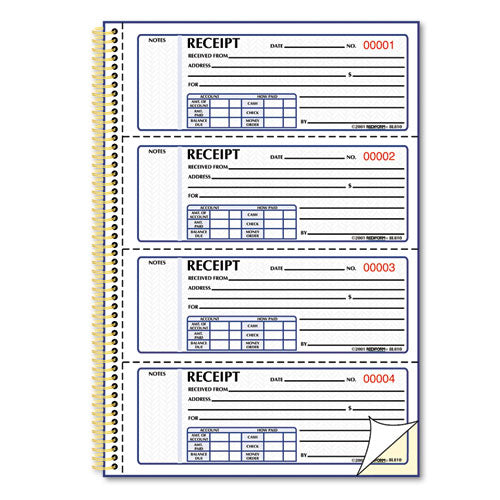 Gold Standard Money Receipt Book, Two-part Carbonless, 5 X 2.75, 3 Forms/sheet, 225 Forms Total