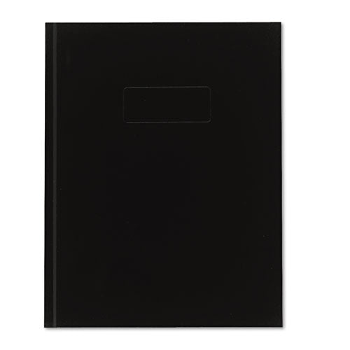 Business Notebook With Self-adhesive Labels, 1 Subject, Medium/college Rule, Black Cover, 9.25 X 7.25, 192 Sheets