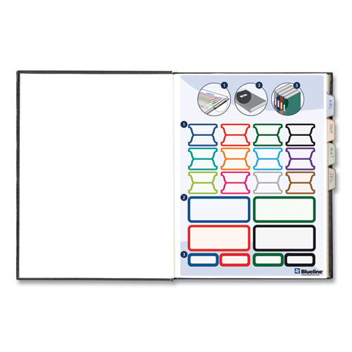 Business Notebook With Self-adhesive Labels, 1 Subject, Medium/college Rule, Black Cover, 9.25 X 7.25, 192 Sheets