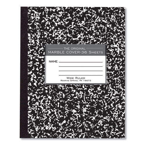 Marble Cover Composition Book, Wide/legal Rule, Black Marble Cover, 8.5 X 7, 36 Sheets