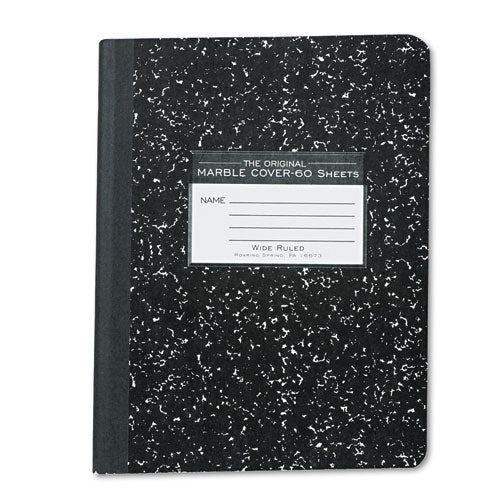 Marble Cover Composition Book, Wide/legal Rule, Black Marble Cover, 8.5 X 7, 36 Sheets