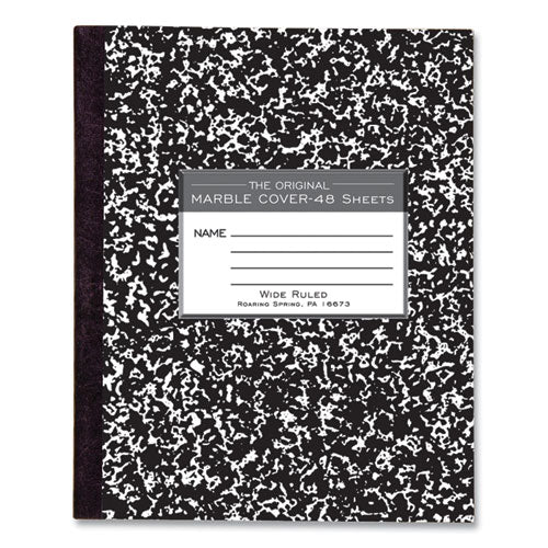 Marble Cover Composition Book, Wide/legal Rule, Black Marble Cover, 8.5 X 7, 48 Sheets