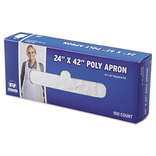 Poly Apron, 24 X 42, One Size Fits All, White, 100/pack, 10 Packs/carton