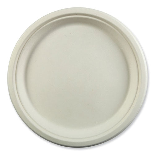 Bagasse Pfas-free Dinnerware, Plate, 10.27" Dia, White, 500/carton