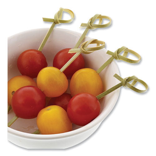 Knotted Bamboo Pick, Olive Green, 4", 1,000/carton