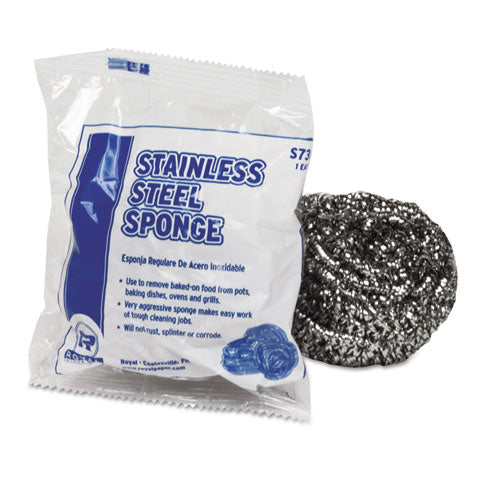 Stainless Steel Sponge, Polybagged, 1.50 Oz, Gray, 12/pack, 12/packs/carton
