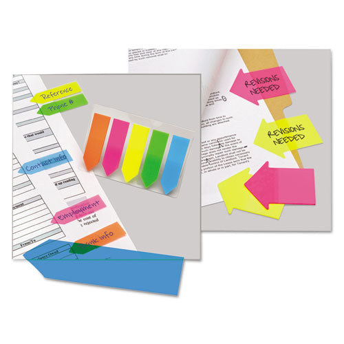 Seenotes Transparent-film Arrow Page Flags, Assorted Colors, 50/pad, 5 Pads