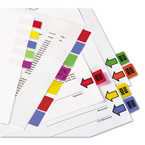 Removable Page Flags, Red/blue/green/yellow/purple, 10/color, 50/pack