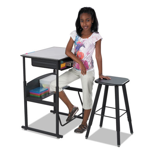 Alphabetter Adjustable-height Student Stool, Backless, Supports Up To 250 Lb, 35.5" Seat Height, Black