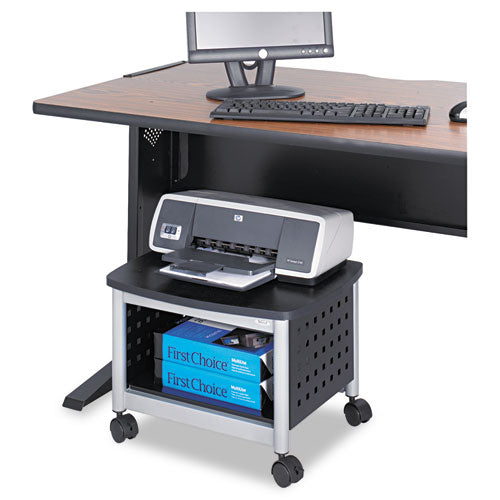 Scoot Under-desk Printer Stand, Metal, 2 Shelves, 100 Lb Capacity, 20.25" X 16.5" X 14.5", Black/silver
