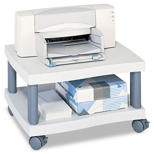 Wave Design Deskside Printer Stand, Plastic, 3 Shelves, 20" X 17.5" X 29.25", White/charcoal Gray