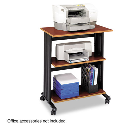 Muv Three Level Machine Cart/printer Stand, Engineered Wood, 3 Shelves, 29.5" X 20" X 35", Cherry/black
