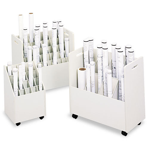 Laminate Mobile Roll Files, 50 Compartments, 30.25w X 15.75d X 29.25h, Putty