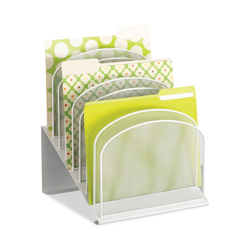 Onyx Mesh Desk Organizer With Tiered Sections, 8 Sections, Letter To Legal Size Files, 11.75" X 10.75" X 14", White