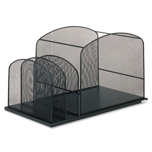 Onyx Mesh Desktop Hanging File With Two Upright Sections, 3 Sections, Letter Size, 11.5" Long, Black