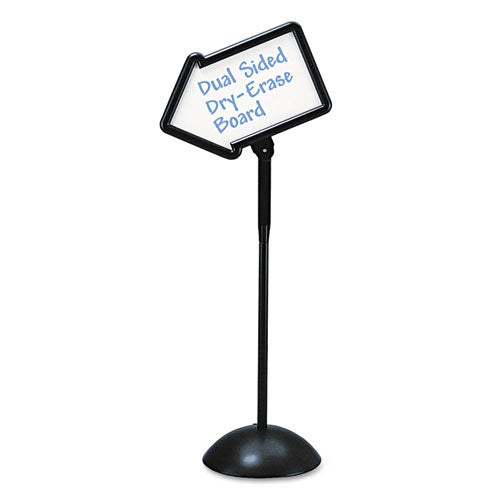 Writeway Double-sided Magnetic Dry Erase Standing Message Sign, Rectangle, 65" Tall Black Stand, 14.25 X 22.25 White Face