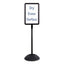 Writeway Double-sided Magnetic Dry Erase Standing Message Sign, Rectangle, 65" Tall Black Stand, 14.25 X 22.25 White Face