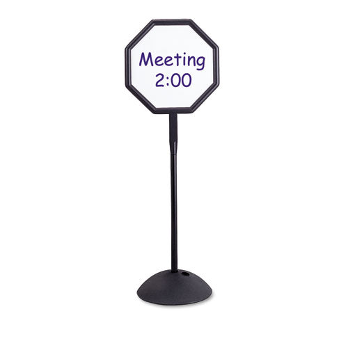 Writeway Double-sided Magnetic Dry Erase Standing Message Sign, Rectangle, 65" Tall Black Stand, 14.25 X 22.25 White Face