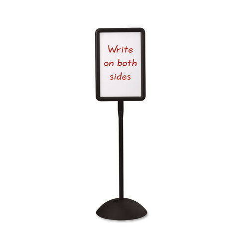 Writeway Double-sided Magnetic Dry Erase Standing Message Sign, Arrow, 64.25" Tall Black Stand, 25.5 X 17.75 White Face