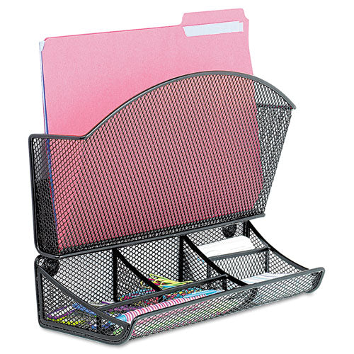 Onyx Magnetic Mesh Panel Accessories, 3 File Pocket, 13 X 4.25 X 13.5. Black