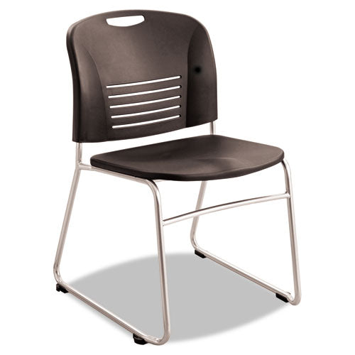 Vy Series Stack Chairs, Supports Up To 350 Lb, 18.75" Seat Height, Black Seat, Black Back, Silver Base, 2/carton