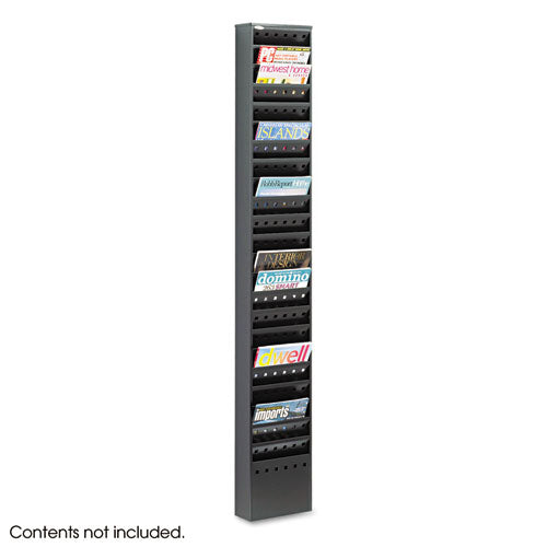 Steel Magazine Rack, 11 Compartments, 10w X 4d X 36.25h, Black