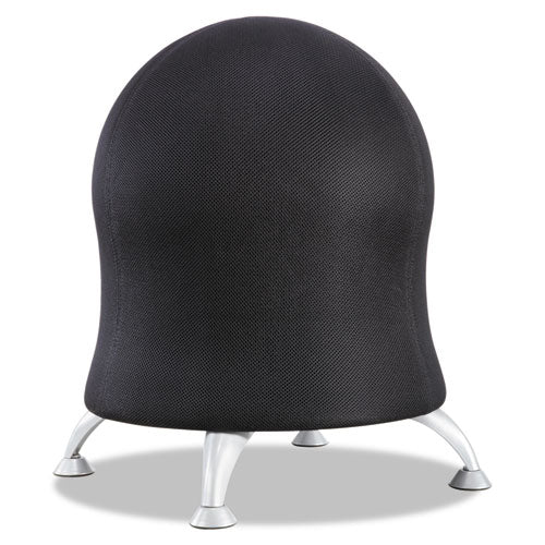Zenergy Ball Chair, Backless, Supports Up To 250 Lb, Black Fabric Seat, Silver Base