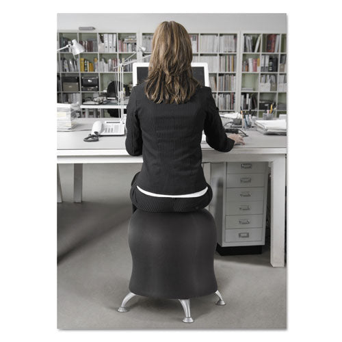 Zenergy Ball Chair, Backless, Supports Up To 250 Lb, Black Fabric Seat, Silver Base
