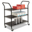 Wire Utility Cart, Metal, 2 Shelves, 400 Lb Capacity, 43.75" X 19.25" X 40.5", Black