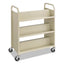 Steel Double-sided Book Cart, Metal, 6 Shelves, 300 Lb Capacity, 36" X 18.5" X 43.5", Sand