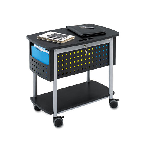 Scoot Mobile File, Metal, 2 Shelves, 2 Bins, 29.75" X 18.75" X 27", Black/silver